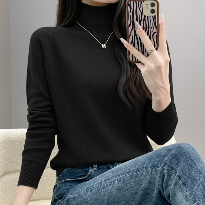 에쉬울프 여성 가을겨울 단색 목폴라 부드러운 스웨터 니트 MMA - 794