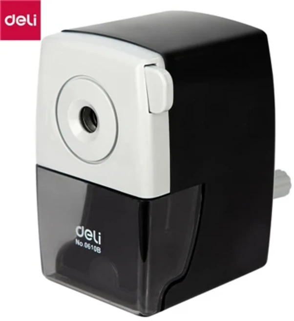 DELI 회전식 연필깎이 연필 커터 사무실 학교 테이블 샤프너 문구, 01 Black