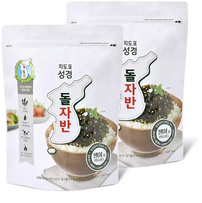 지도표 성경김 김자반 돌자반 2봉, 1개, 300g