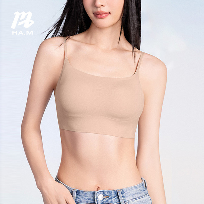 HA.M 여름 심리스 스트랩 브라탑 노와이어 쿨 리프트업 풀컵 브라