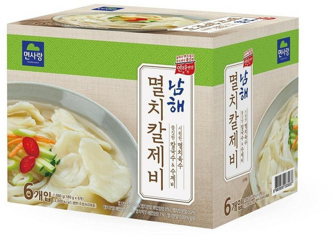 면사랑 남해 멸치칼제비 180g x 6개 코스트코 칼국수 수제비, 1.08kg, 1개