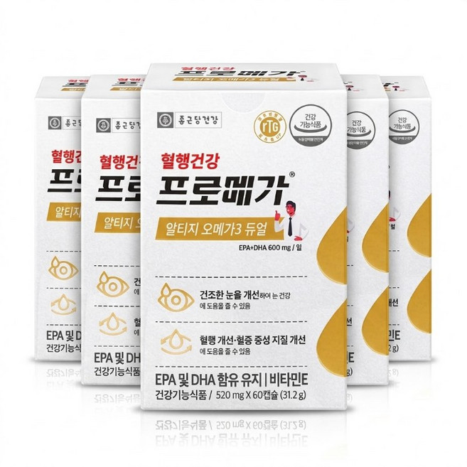 종근당건강 알티지 오메가3 듀얼, 60정, 5개