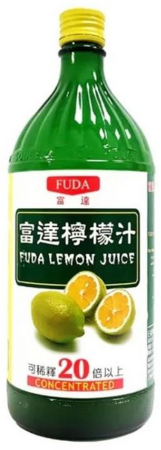 FUDA 富達 濃縮檸檬汁 960ml，可稀釋20倍以上，多種用途, 12個裝, 960ml