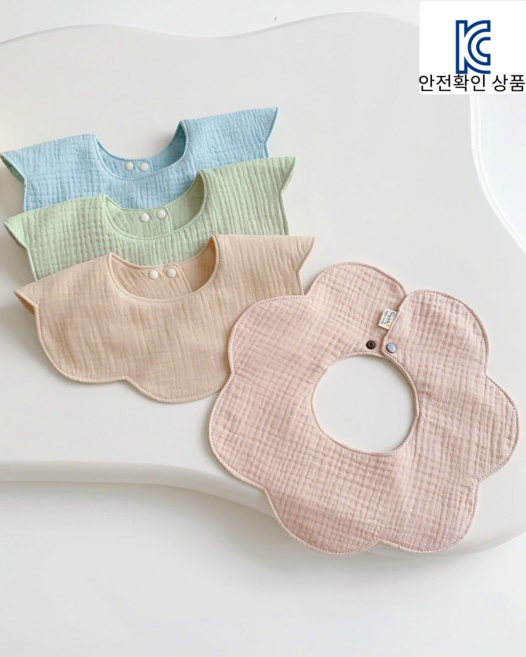 사이 아기 면턱받이 유아 침받이 고급거즈 3종세트 스카프 국산제품
