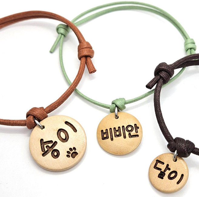 아츠플로우 나무인식표 강아지 고양이 목걸이, 13.심플블랙 / 나무팬던트S, 1개