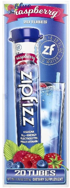 Zipfizz 헬시스포츠 에너지 믹스 비타민B12 블루베리 라즈베리 튜브 20개입 각 11g, 1개 - 쿠팡