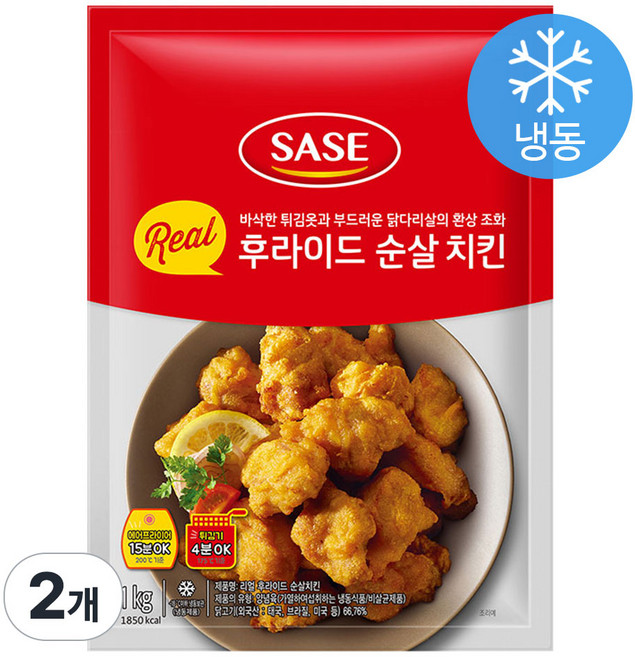 사세 리얼 후라이드 순살치킨, 1kg, 2개