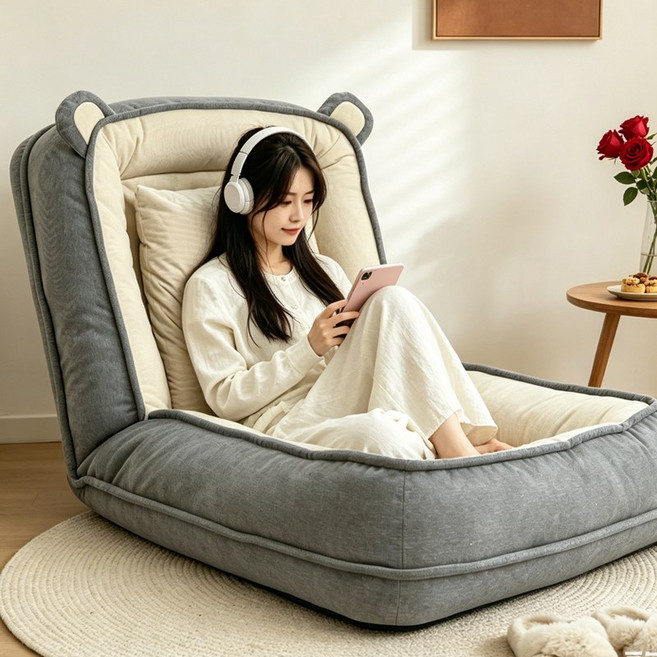 쿠리브 거실 1인용 소파 침실용 쇼파겸용 침대 쿠션형 접이식 소파베드, 그레이 B