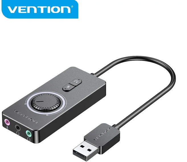 Vention USB 외부 사운드 카드 3.5mm 오디오 변환기 어댑터 컴퓨터 PC 노트북 PS5 PS4 게임용 헤드셋, 01 15cm
