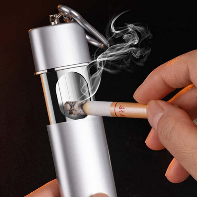 (1+1)CC02/04 휴대용 담배꽁초 케이스 보관함 재떨이 냄새차단 밀폐형 포켓 재떨이 차량용, 1세트, CC02 원형 실버