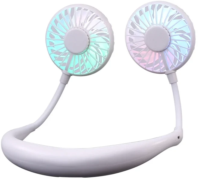 1200mAh 충전식 저소음 핸즈프리 냉각 USB 선풍기 5V 헤드폰 디자인, 01 Lighting White