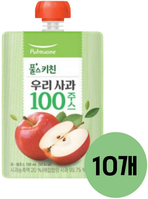 풀무원 풀스키친 우리사과100주스 과채음료, 10개, 100ml