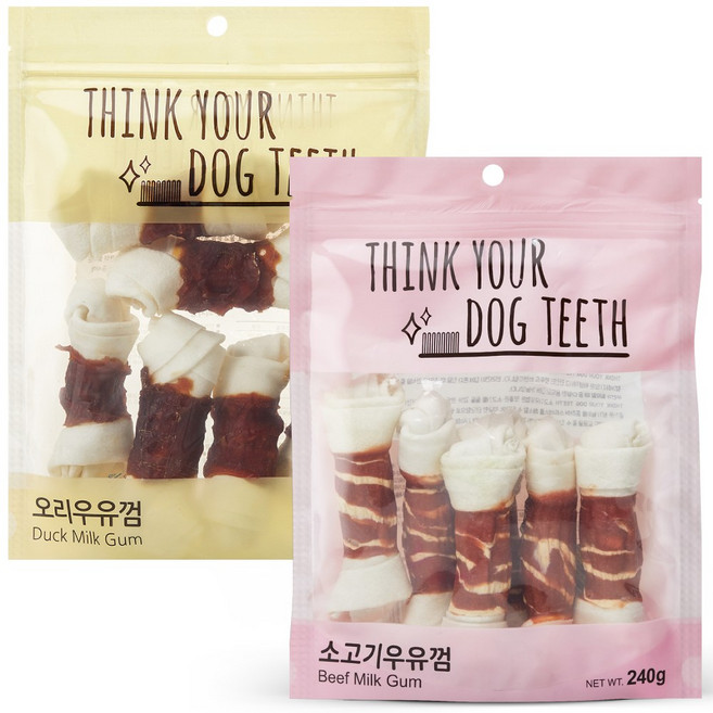 띵크유어도그티 강아지 덴탈껌 오리 6p + 소고기 6p 세트, 혼합맛(오리/소고기), 480g, 1세트