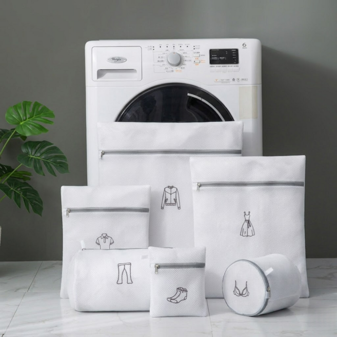 타니아홈 탄탄 이중메쉬 세탁망 6종 세트, 화이트, 1세트