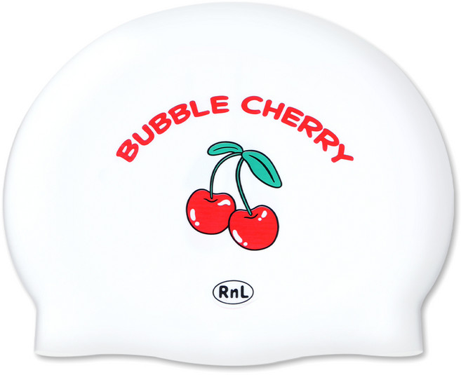 알앤엘 버블체리 유아 성인 실리콘 수영모자, 1개, 화이트
