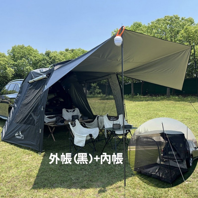 支架款客廳車尾帳, 全配【內帳+黑外帳含鐵管】