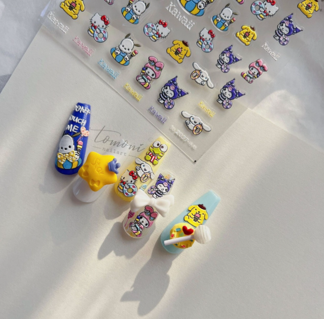 토모니 포챠코 쿠로미 시나몬롤 키티 폼폼푸린 캐릭터 네일스티커 to 2037, 1개