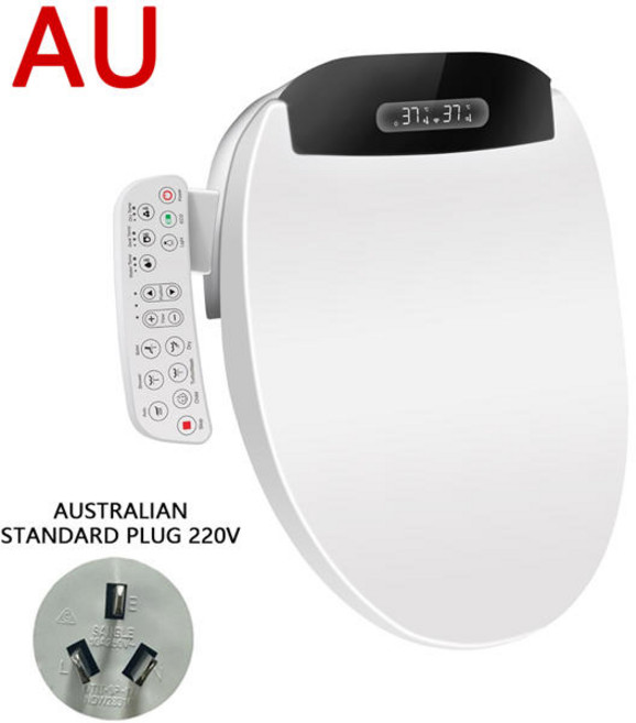 U자형 에너지 절약형 스마트 변기 시트 디스플레이 자동 플립 커버 히팅 물 온도 압력 조절 (색상-AU220V-02)