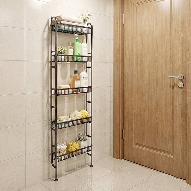 슬림 얇은 문뒤 수납장 스틸 공간 틈새 철제 선반 책장 서랍장 정리 틈새장, 하이딩-블랙