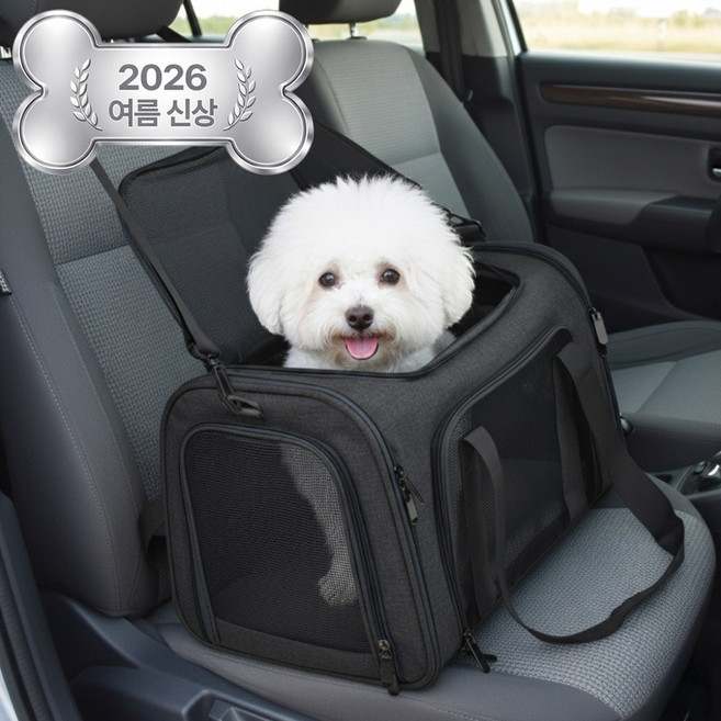 펫블리스 기내용 반려동물 여름 메쉬 통풍 애견 가방, 1개, 블랙