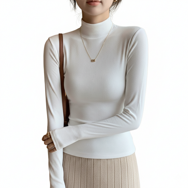 데일로엔 여성 무지 반목 긴팔 티셔츠