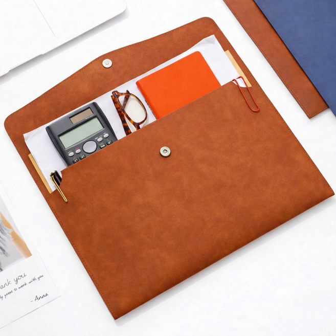 무아랑 탄탄한구조 넉넉한수납 가죽 서류케이스, 1개, 브라운
