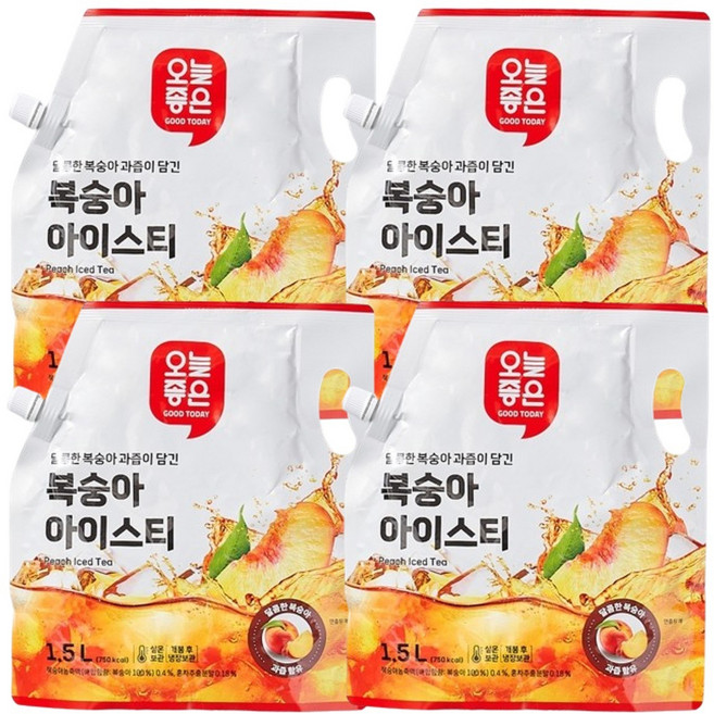 오늘좋은 복숭아 아이스티 기획 1.5L, 4개