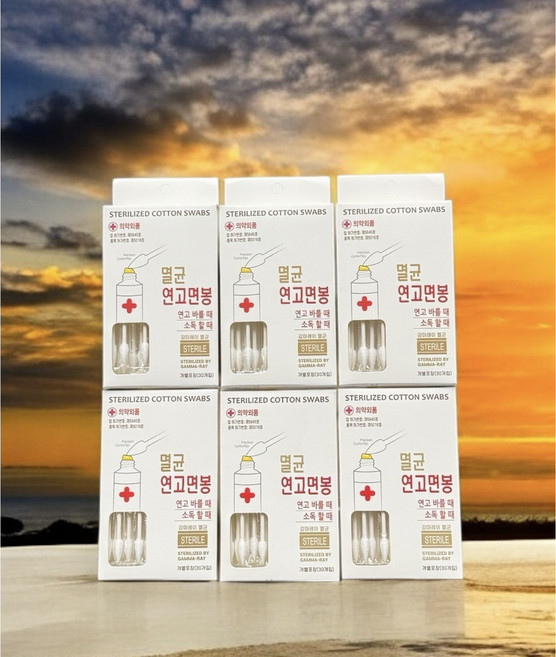 국내산 유기농 순면 멸균 연고 개별 면봉, 6개, 30매입