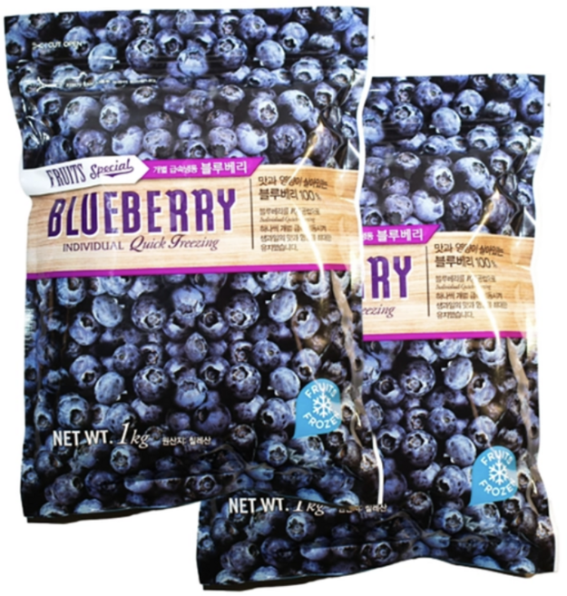 칠레 블루베리 1kg x 2개 무인공 첨가물 급속냉동 스무디 요거트토핑, 1세트