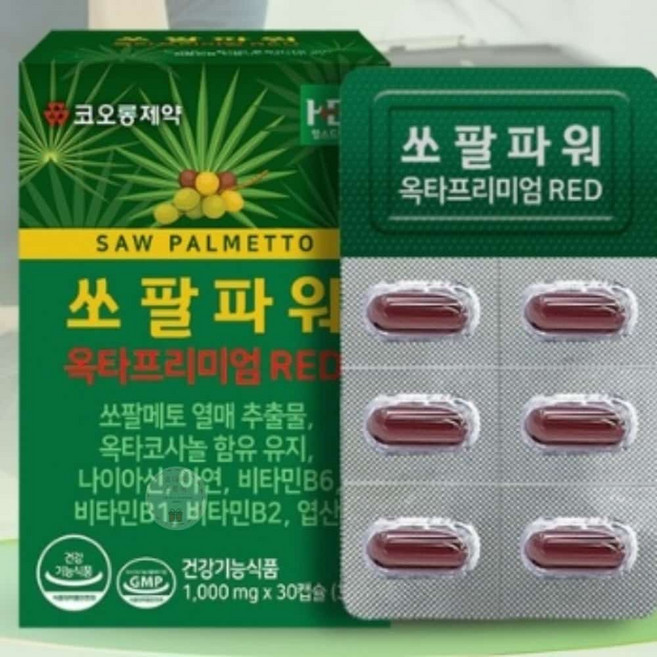 쏘팔파워 옥타프리미엄RED 1 000mg x 30캡슐 쏘팔메토열매추출물, 1개