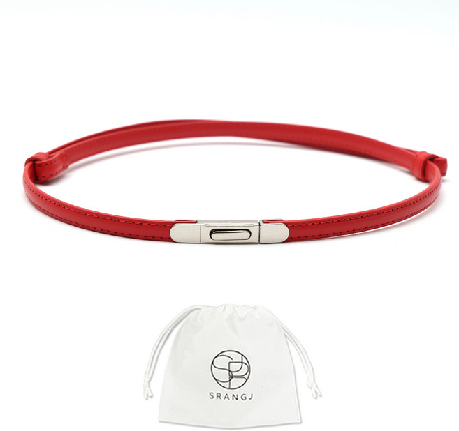 에스랑제이 여성 얇은 원피스 슬림 자동버클 가죽 허리벨트