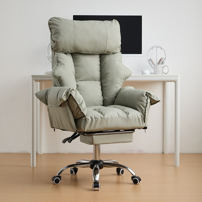 Takata 침대형 게이밍 고급 인조가죽 리클라이너 쿠션 팔걸이 PC방 컴퓨터 의자, 그레이