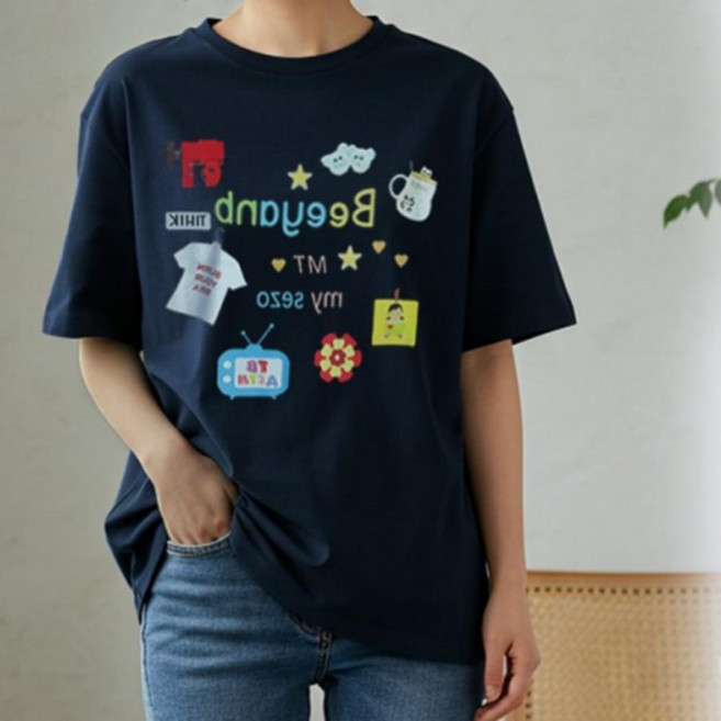 면 여성 반팔 티 순면 레터링 티셔츠 프린팅 여름 트 여자 프린