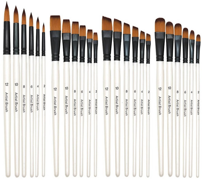 아크릴 유화 수채화 붓 세트 6종 전문가용 바디 페이스 페인팅 미술용품, 6pcsWhiteFilbert