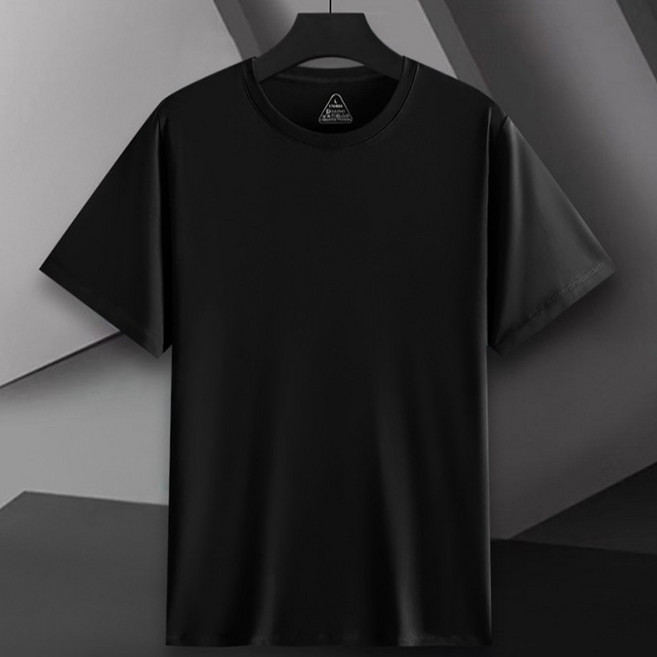 DOULONG 冰瓷棉萊卡T恤 素T 涼感透氣舒適, 活性黑,8XL(110-130kg)