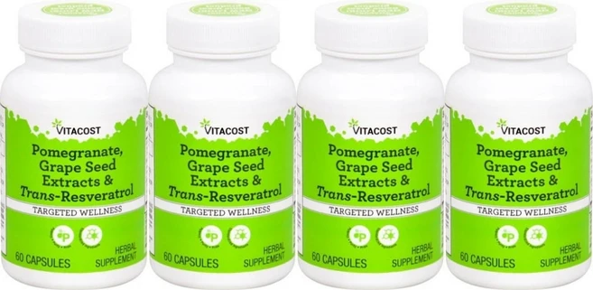 비타코스트 석류 포도씨 추출물 트랜스 레스베라트롤 함유, 4개, 60정, 60정 - 쿠팡