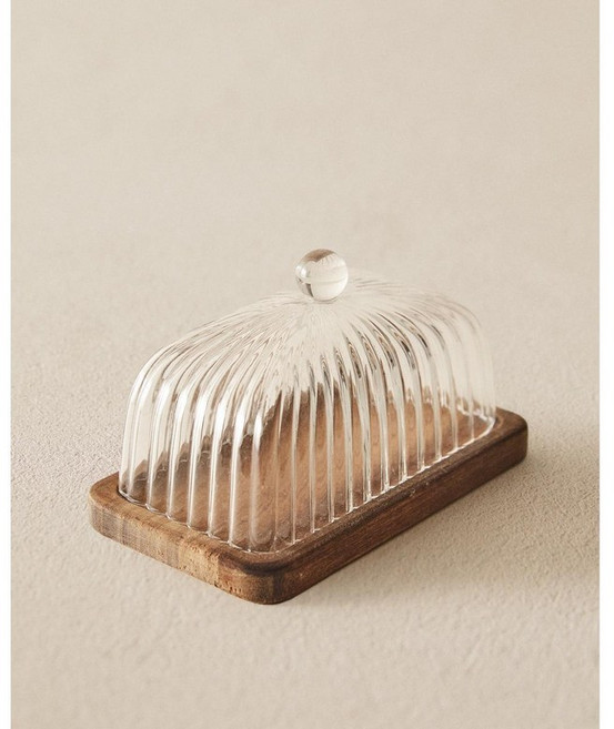 자라홈 브랜드관 우드 보로실리케이트 버터케이스 47233042990, 10.5 x 10 x 17 cm, 투명, 1개