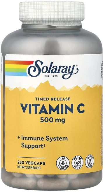 솔라레이 서방형 비타민C 로즈힙 및 아세로라 함유 500mg 베지 캡슐 250정, 1개 - 쿠팡