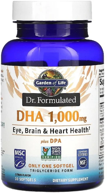 가든오브라이프 닥터 포뮬레이티드 DHA DPA 시트러스 소프트젤 30정, 1개 - 쿠팡