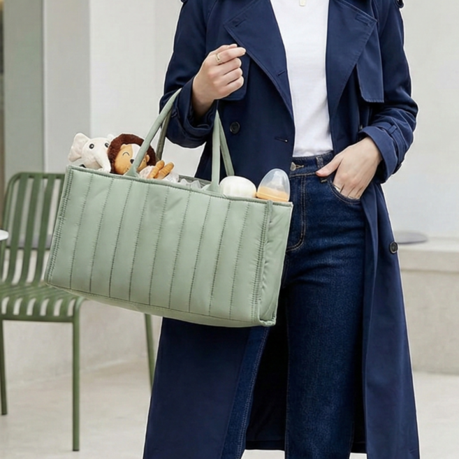 웨이백홈 가방형 기저귀 정리함, 1개, 올리브