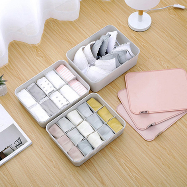 cocooning 파스텔 색상 양말 속옷 넥타이 플라스틱 칸칸정리함, 15칸, 핑크, 1개