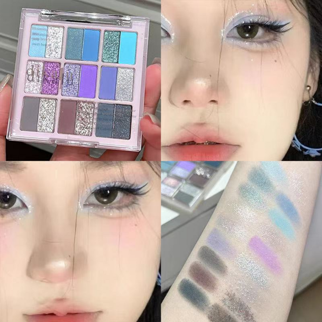 스모키메이크업 파란색섀도우 핑크 섀도우 매트 반짝이아이섀도우 겨울쿨톤 섀도우팔레트, 1개, 블루퍼플