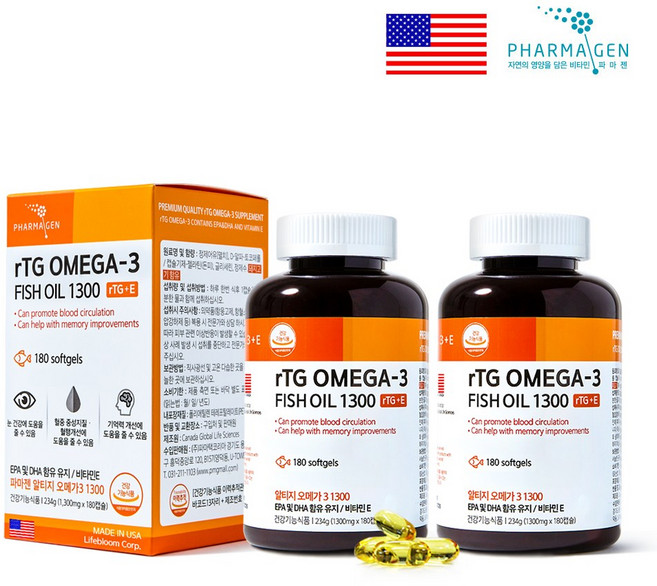 파마젠 rTG 알티지 오메가3, 180정, 2개