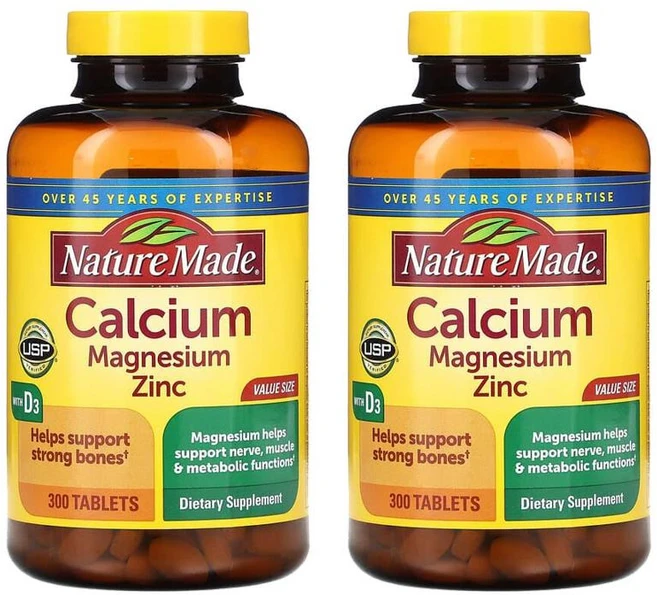 네이처메이드 칼슘 마그네슘 비타민D3 아연 콜레칼시페롤 Calcium 300정 2개 - 쿠팡