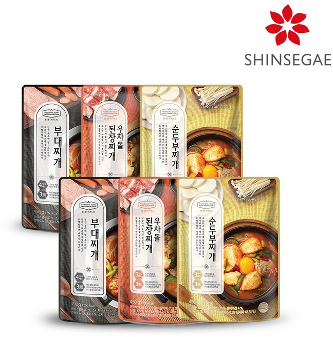 [신세계푸드] 호텔컬렉션 에센셜 찌개 6팩 (순두부2+부대2+된장2), 2.7kg, 1세트