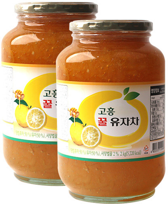 고흥 꿀 유자차 2kg 2개세트, 2개, 1개입