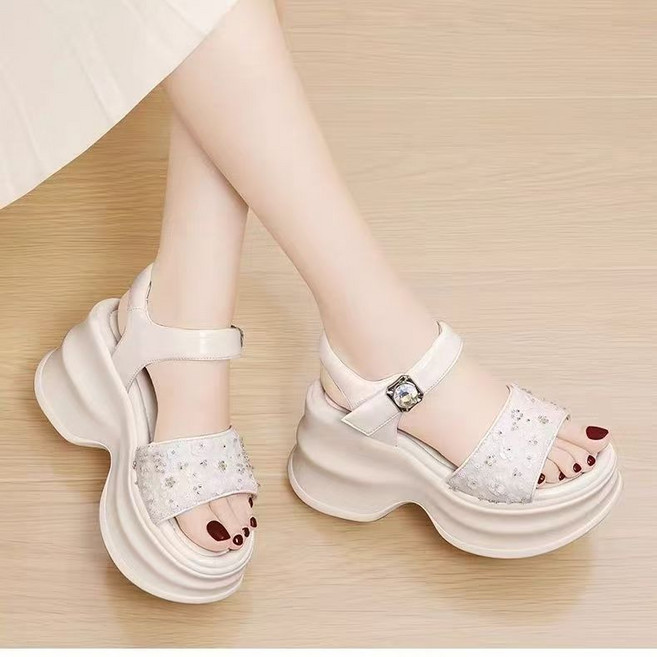 AREVI 여름 여성 웨지샌들 뉴 통굽송편 슬림핏 키높이 5CM 힐
