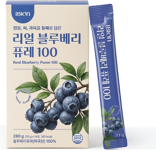 이비온 리얼 블루베리 퓨레 100 20g x 14포, 280g, 1개