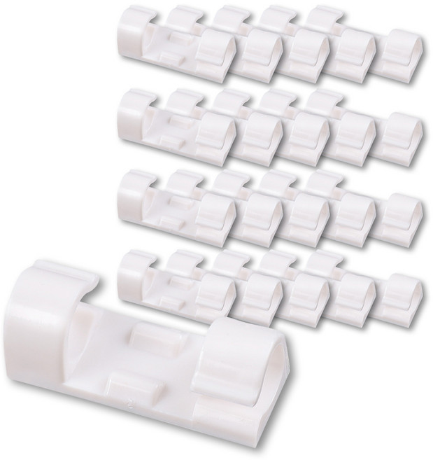 케이블 고정 클립 소형대형 멀티탭 선 정리 벽고정 케이블타이 홀더 벨크로 전선 충전기 인터넷 랜선, 소형(화이트)20개-1set, 1개, 화이트