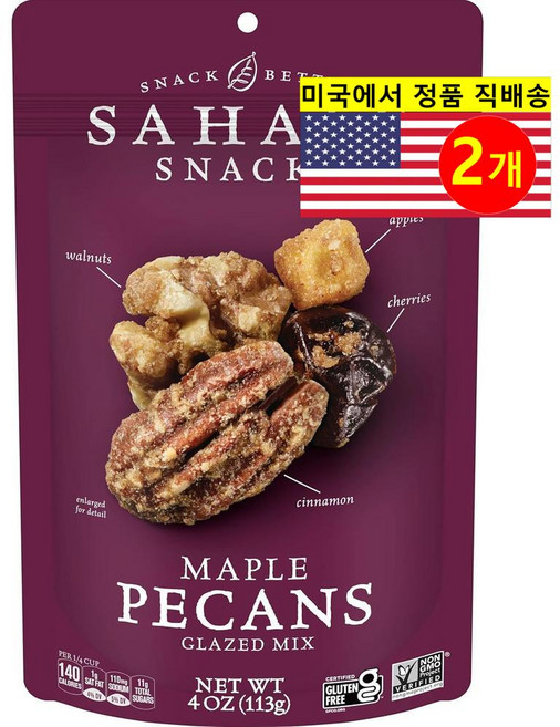 Sahale Snacks 사할레 메이플 피칸 넛츠 과일 글레이즈 믹스 스낵 6개입, 2개